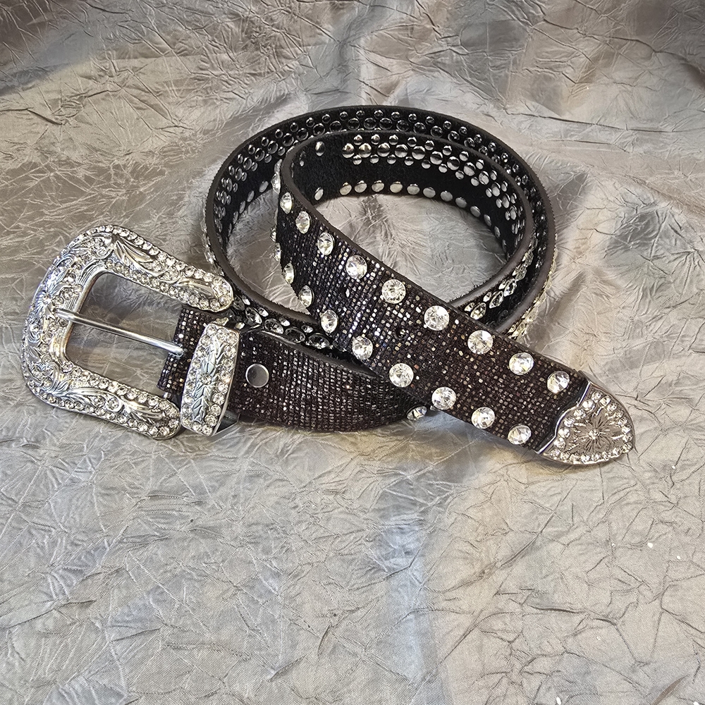 Sparkling Studded Leather Belt - Picture 4 of 9